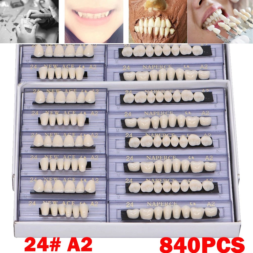 840Pcs Dental Acrylic Resin Denture 24# A2 Full Set Teeth Upper Lower Shade NEW