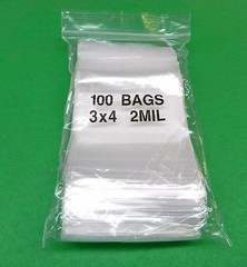 100 3×4 White Block Bags 2mil Reclosable Poly Writeable 3″ x 4″ Squeeze Top Lock