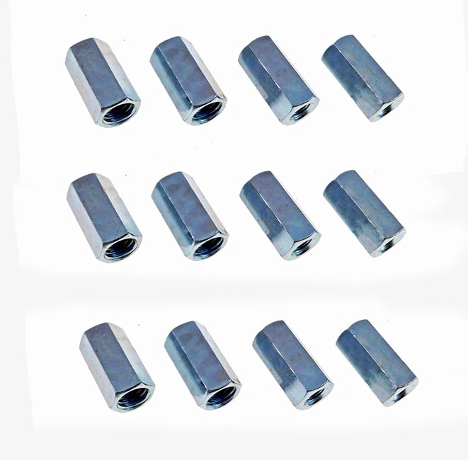 12 Pack 1/2-13 to 3/8-16 x 1 1/4″ Long Reducer Coupling Nut – Zinc Plate 509900