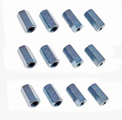 12 Pack 1/2-13 to 3/8-16 x 1 1/4″ Long Reducer Coupling Nut – Zinc Plate 509900
