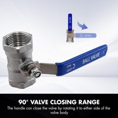 1-Piece 11/2″ Ball Valve Full Port,316 Stainless Steel, 1000 WOG for Water 2PACK