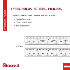 Compact 6-Inch Steel Rule for Accurate Measurements in Inches and Millimeters