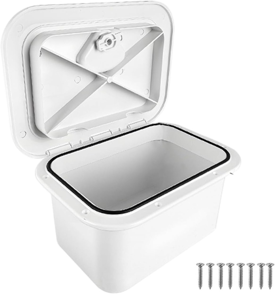 Marine Deck Storage Box with Latch, Thickened ABS Boat Embedded Storage Box