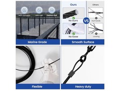 Muzata 1200 ft 1/8″ Black Stainless Steel Cable Railing System Hardware T316 New