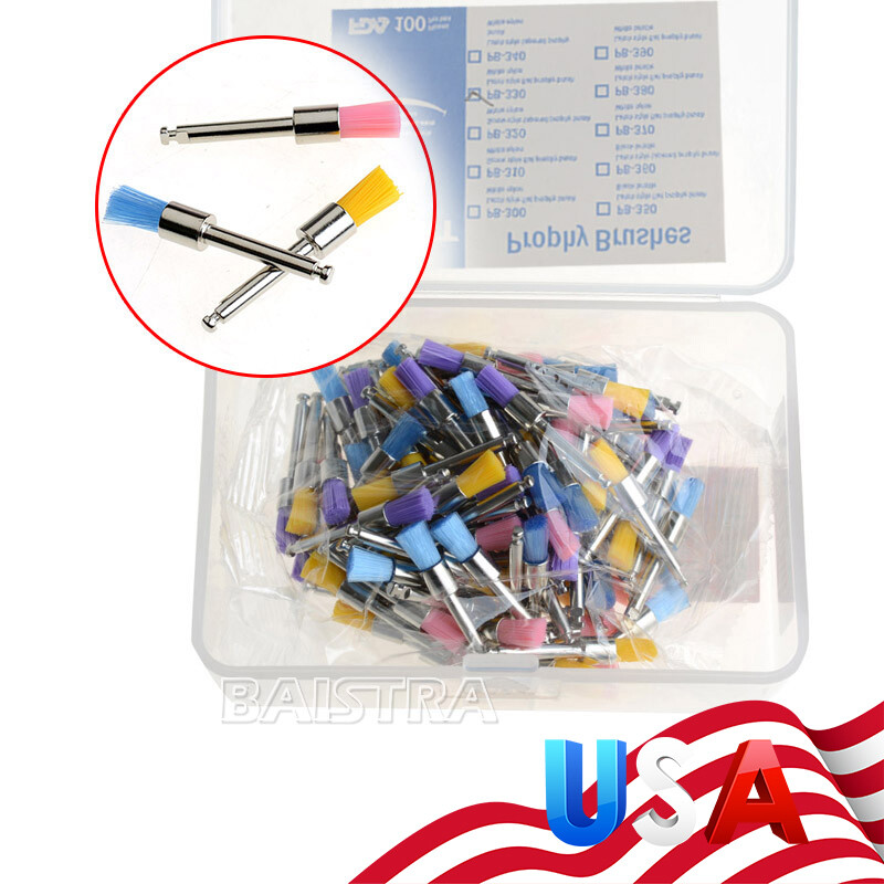 100pcs/Kit Dental Polishing Polisher Prophy Brush Bowl Flat Type Colorful Nylon