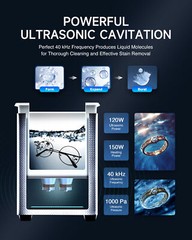 3L Ultrasonic Cleaner with 30min Timer 150W Heater Degas & Gentle Cleaning Modes