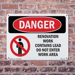 Renovation Work Contains Lead Do Not Enter OSHA Danger Sign, Decal 5 or 10 Pack
