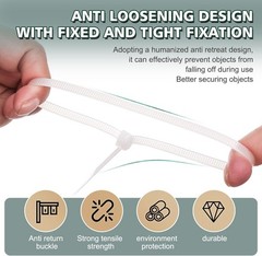 14 Inch Heavy Duty UV Resistant Nylon Cable Ties – 100 Pack for Secure Bundling