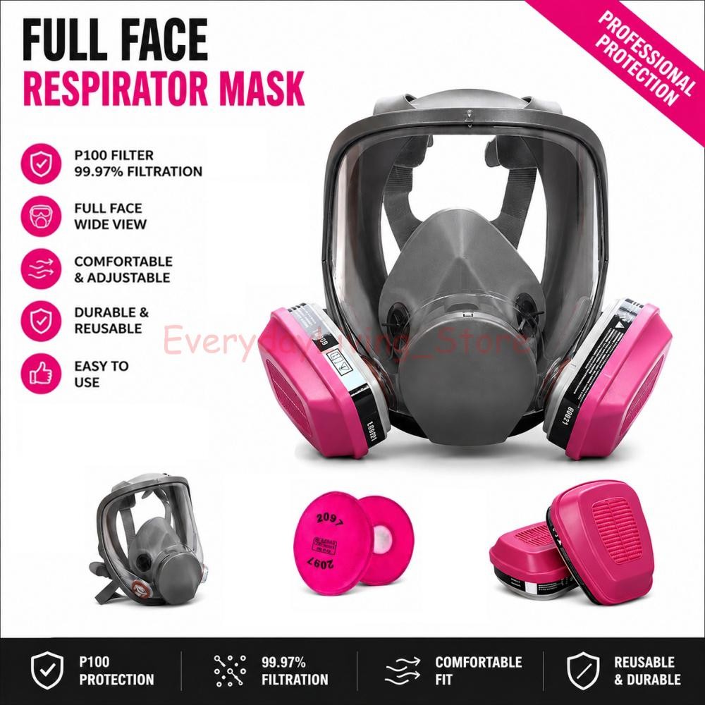 Full Face Gas Mask Painting Spraying Respirator w/Filters for 6800 Facepiece USA