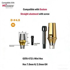 Dental Titanium Cemented straight abutment fits to Osstem Hiossen Mini Regular