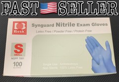 Synguard Nitrile Exam Gloves, Small 100/Box – Powder Free, Rubber Latex Free..