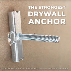 100-Pack 1/4″-20 Quick Toggle Anchors + Bolts for Drywall, Stud & Concrete Block