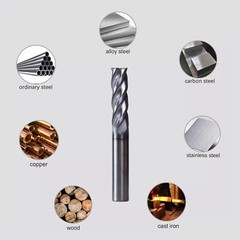 5 PCS 3/16″ 4 Flute 2″ Overall Length Carbide End Mill AlTiN Coated