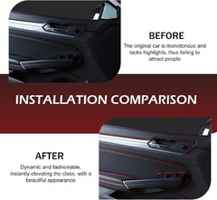 33ft Self-Adhesive Automotive Interior Trim Strips for Door and Das Color: Red