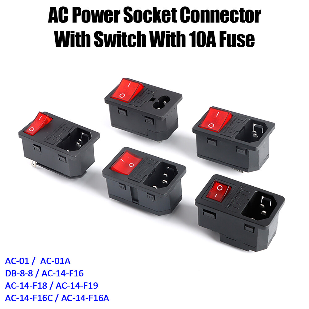 10A 250V Fuse Rocker Switch IEC C14 C01 Brass Inlet Power Socket Connector Plug
