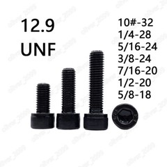 Black 12.9 Steel Hex Socket Bolts Cap Head Screws 10# 1/4 5/16 3/8 7/16 1/2 5/8