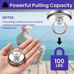 Strong Neodymium Fishing Magnets 6 Pack, 100 lbs45KG Pulling Force Rare Earth…