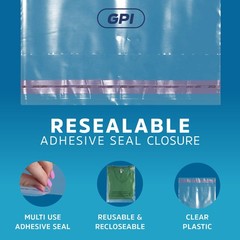GPI – Case of 1000, 8 x 10 CLEAR SELF SEAL POLY BAGS, 1.5 Mil – Resealable, Peel