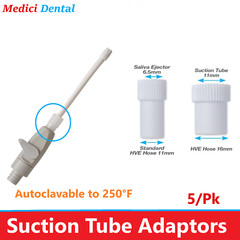 Dental SALIVA EJECTOR to HVE ADAPTERS, White, Autoclavable to 250°F, 5/Pack