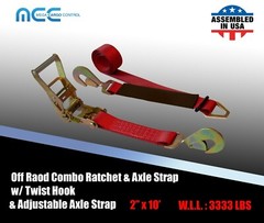 USA 2″ x 10′ Axle Strap Car Trailer Hauler Ratchet Tie Down Strap w/ Snap Hook