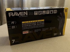 SAS Safety Raven Gloves XL, 66519, Powder Free, 7 mil, Black Color , 100 units