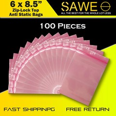100 x Pink Anti Static Shielding Bags 6″ x 8.5″ Zip Reclosable Seal 4Mil