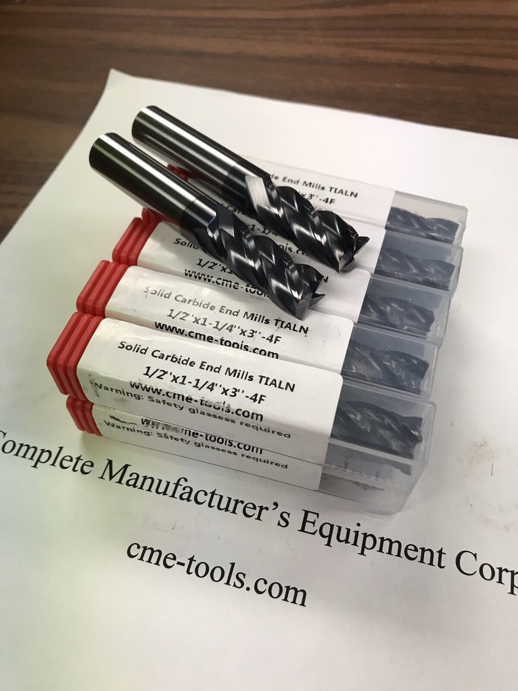 10pcs 1/2″x1-1/4×3 Solid Carbide End Mills Tialn Coated,4flt,center-cutting-new