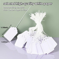 1000 PCS Pre-Strung Price Tags with String, White Paper Label Tags for Garage Sa