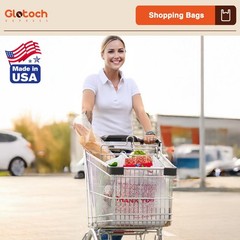 Glotoch Thank You Plastic Bags with Handle White (350 Count), 11.5 x 6.5 x 21…