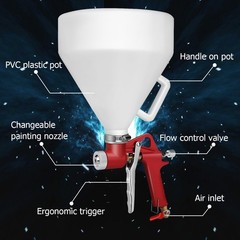 Air Hopper Spray Gun Paint Texture Tool Drywall Wall Painting Sprayer w/3 Nozzle