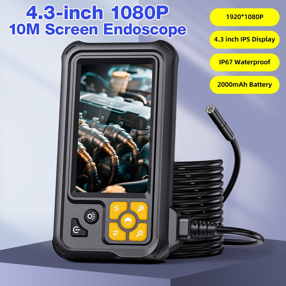 IP67 Waterproof Inspection Camera 4.3 Inch 1080P 8LED Light 10M Cable Industrial