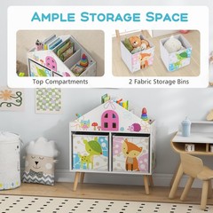 Costzon Kids Dollhouse Bookshelf Wooden Bookcase For Children Toy Storage