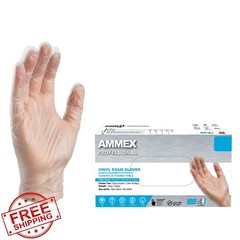 AMMEX Clear Vinyl Exam Gloves Medium 3 Mil Latex-Free Food-Safe 100ct