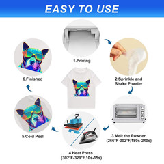 DTF Powder, DTF Transfer Powder, DTF Transfer Film and Powder Kit for Sublimatio