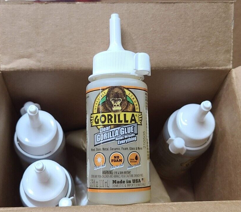 (4) Gorilla Glue 3.75 fl. oz Bottles Water Resistant Clear Gorilla Glue NO FOAM!