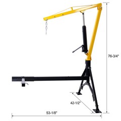 Hydraulic Receiver Hitch Crane 1000lb Cap Swivel 24-78in Lift Range