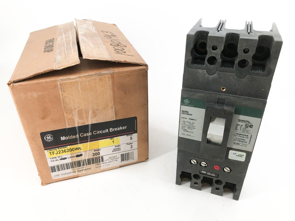 New General Electric TFJ236200WL Circuit Breaker 200A 600VAC 500VDC 3P Model 5