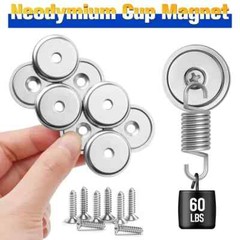 8Pack Neodymium round Base Cup Magnet 100LBS Strong Rare Earth Magnet Heavy Duty