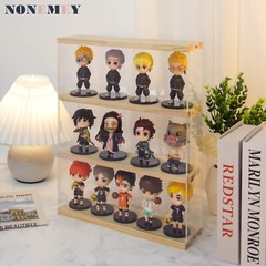 Clear Acrylic Display Case Stand with Wood Base 2 Tier、3 Tier、12/24 Compartme…