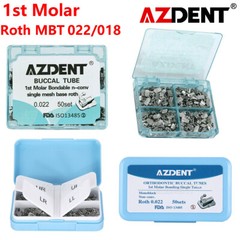AZDENT Dental Orthodontic Buccal Tube 1st Molar Roth/MBT 018/022 Bondable