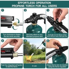 Propane Torch Weed Burner, Adjustable Flame Thrower with Detachable Handle, Blow