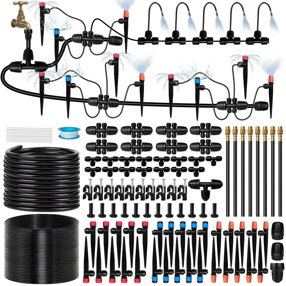 230FT Drip Irrigation System for Garden with 38pcs Adjustable Copper Nozzles …