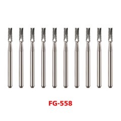 10X Dental Carbide Drill Bur FG-558 1.6mm Burs for High Speed Handpiece