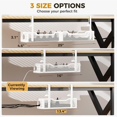 Under Desk Cable Management Tray White, Cinati Wire Organizers No Drill, Cable T