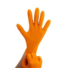 Heavy Duty Orange Nitrile Gloves With Raised Diamond Texture 8-Mil XL-Size 2000