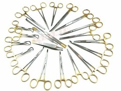 GERMAN 82 PCS GOLD HANDLE GENERAL SURGERY SPAY PACK DENTAL SURGICAL INSTRUMENTS