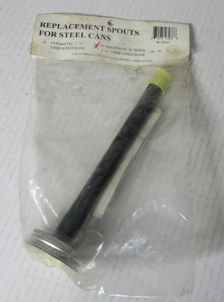 STEEL GAS CAN REPLACEMMENT SPOUT BRAND NEW IN SEALED PACKAGE 1 3/4 INCH BASE