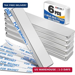 6-Pack Neodymium Magnets 2.36×0.39 inch – Extra Strong Adhesive & Rust-Resistant