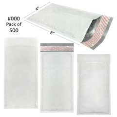 UOFFICE 500 Poly Bubble Mailer Bags Padded 4×8″ – #000 Self-Sealing