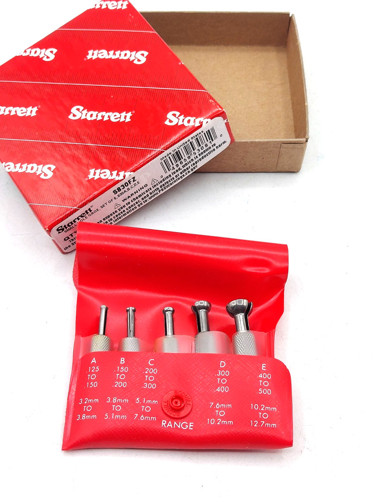 Starrett S830F Small Hole Gage Set S 830 5 Gages .125-.500″ USA Authentic *NEW*